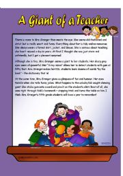 English Worksheet: A giant of a Teacher / Reading Comprehension