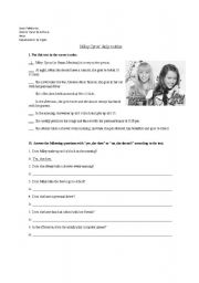 English Worksheet: Miley Cyrus Daily Routine