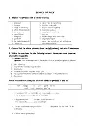 English worksheet: School of Rock