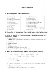 English Worksheet: School of Rock