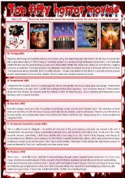 Top fifty horror movies (part 5/10)  reading comprehension, writing, prefix dis, suffix ly [3 pages] +++fully editable