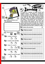 English Worksheet: RC Series Level 1_Scary Edition_05 Zombie (Fully Editable + Key)
