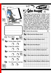 English Worksheet: RC Series Level 1_Scary Edition_06 Grim Reaper (Fully Editable + Key)