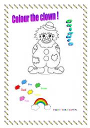 English Worksheet: Colour the clown