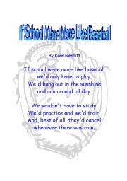 English Worksheet: If School Were More Like Baseball