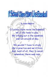 English worksheet: If School Were More Like Baseball