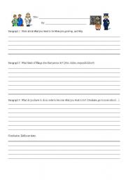 English Worksheet: What I Want to be When I Grow Up Story Outline