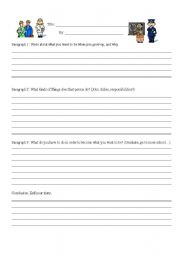 English worksheet: What I Want to be When I Grow Up Story Outline