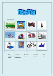 English worksheet: transport