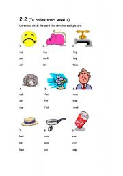 English Worksheet: review short vowel a
