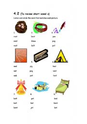 English worksheet: Review short vowel e