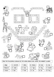 English Worksheet: ANIMALS