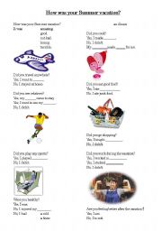 English Worksheet: How was your summer vacation?