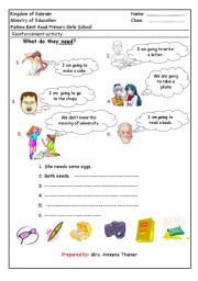 English Worksheet: what do they need?