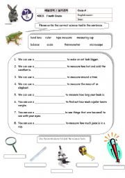 English Worksheet: Science Tools