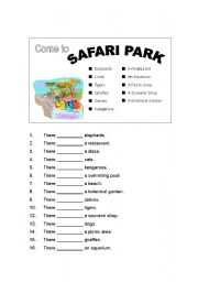 English Worksheet: THERE IS, THERE ARE / SAFARI PARK