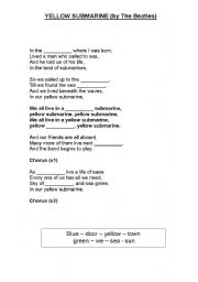 English worksheet: Yellow submarine by The Beatles