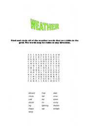 English Worksheet: weather crossword