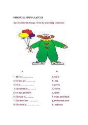 English worksheet: physical appearances