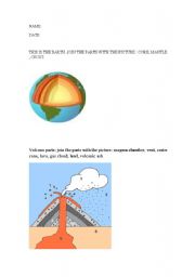 English Worksheet: volcano parts