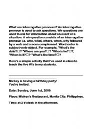 English Worksheet: Wh questions