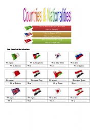 English worksheet: countries and nationalities