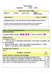 English Worksheet: lesson plan