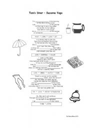 English Worksheet: Toms Diner - Song - Present Continuous