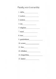 English Worksheet: Family