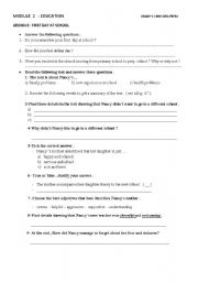 English Worksheet: First Day at sschoo 