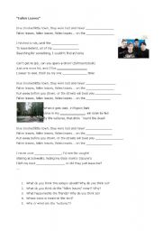 English Worksheet: fallen leaves by billy talent - listening exercise - talking about drugs