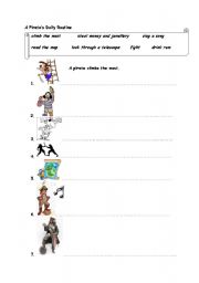 English Worksheet: A Pirates Daily Routine