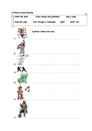 English worksheet: A Pirates Daily Routine