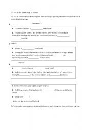 English worksheet: DIRECTIONS MAPS CONVERSATIONS