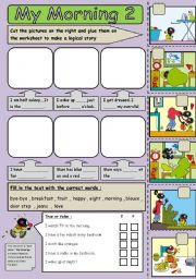 English Worksheet: morning routine 2