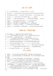 English Worksheet: AM - IS - ARE