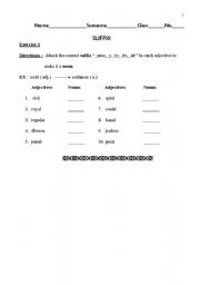 English worksheet: Suffix