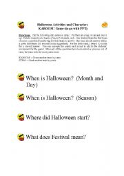 English Worksheet: Halloween Activities and Characters KABOOM!! Game