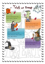 English Worksheet: Trick or treat song 1/2