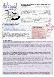 English Worksheet: a ghost story (past tenses)