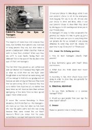 English Worksheet: FAMILY- PARENTS-Through the Eyes of Teenagers  +SPEAKING