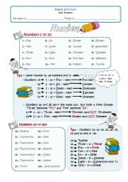 English Worksheet: Numbers 1-100