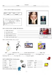 English Worksheet: Weekend homework worksheet including to be, general questions, plurals, numbers  and nationalities. 