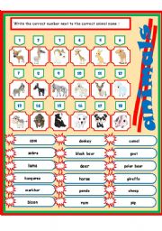 English Worksheet: animals 1-3 (match)