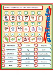 English Worksheet: animals 3-3 (match)