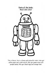 English Worksheet: Parts of the body: Lets colour the robot!