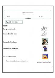 English Worksheet: daily activities