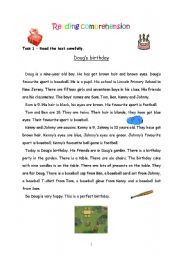 Reading comprehension - Dougs birthday