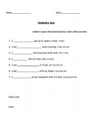 English worksheet: Routine of the day