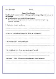 English Worksheet: descriptive writing-developing a topic